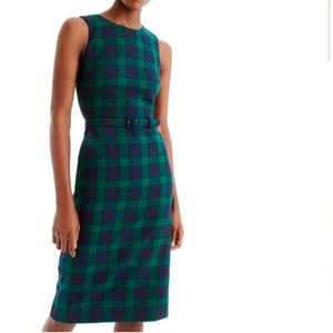 J Crew Green Tartan Belted Dress